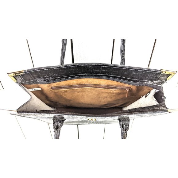 Vintage black embossed leather computer laptop tote bag purse - Picture 3 of 6